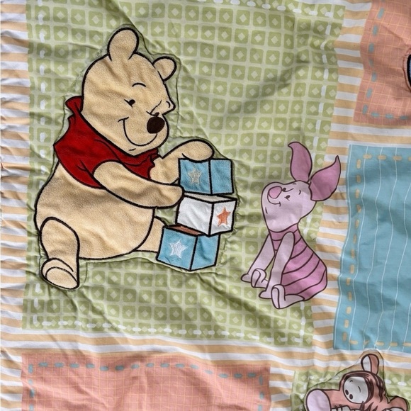 VTG Disney Baby Comforter Winnie The Pooh, Eeyore,Tigger, Piglet 41"X31" Pastel - Picture 3 of 7